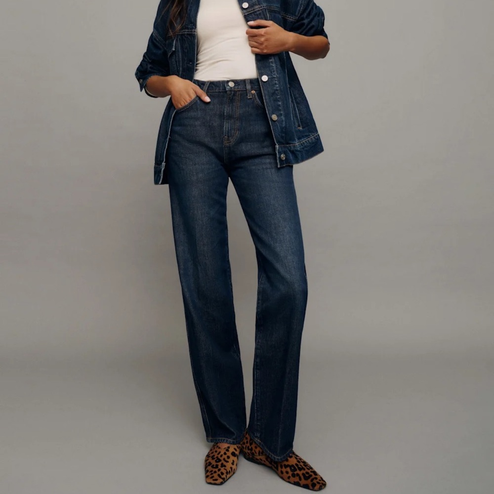 Reformation Blue Straight Leg Jeans High Waisted